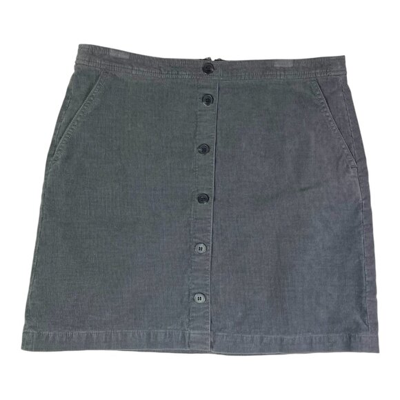 J. Crew Factory Size 12 Grey Corduroy Skirt Zip Back Lined Pockets - Picture 1 of 9
